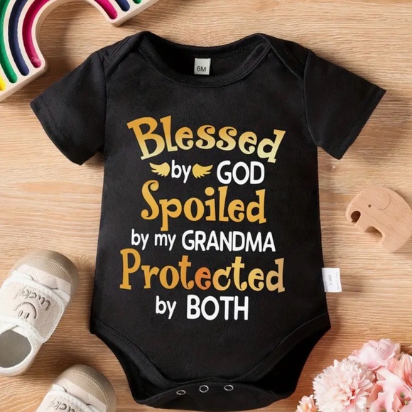 Other - Black Baby Infant Toddler Onesie Blessed by God Spoiled by Grandma